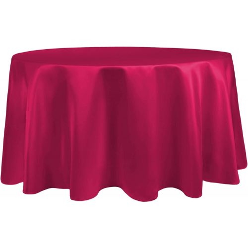  Ultimate Textile -2 Pack- Bridal Satin 108-Inch Round Tablecloth, Cerise Pink