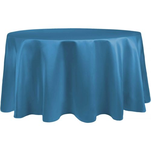  Ultimate Textile -27 Pack- Bridal Satin 108-Inch Round Tablecloth, Turquoise Blue