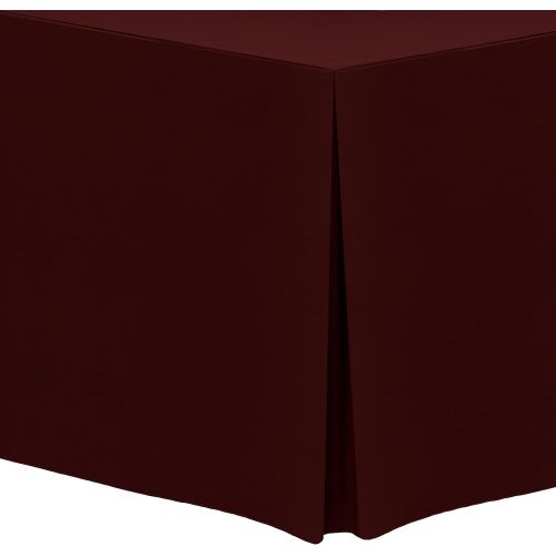  Ultimate Textile -10 Pack- 4 ft. Fitted Polyester Tablecloth - Fits 30 x 48-Inch Rectangular Tables, Burgundy Red