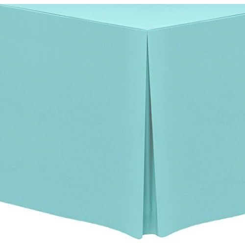  Ultimate Textile -2 Pack- 4 ft. Fitted Polyester Tablecloth - Fits 30 x 48-Inch Rectangular Tables, Aqua Blue