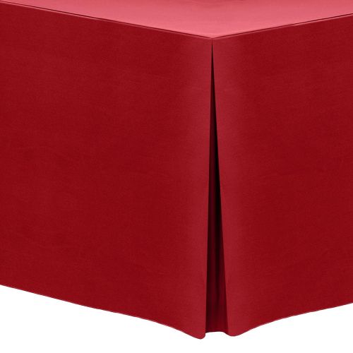  Ultimate Textile -3 Pack- 4 ft. Fitted Polyester Tablecloth - Fits 30 x 48-Inch Rectangular Tables, Holiday Red