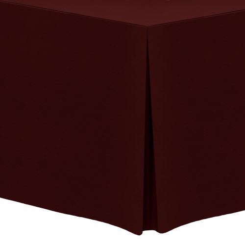  Ultimate Textile -3 Pack- 4 ft. Fitted Polyester Tablecloth - Fits 30 x 48-Inch Rectangular Tables, Burgundy Red