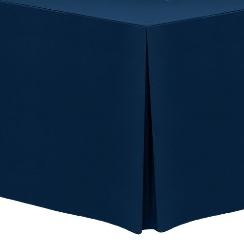  Ultimate Textile -2 Pack- 4 ft. Fitted Polyester Tablecloth - Fits 30 x 48-Inch Rectangular Tables, Navy Blue