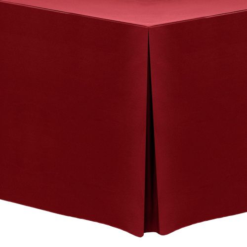  Ultimate Textile -5 Pack- 4 ft. Fitted Polyester Tablecloth - Fits 30 x 48-Inch Rectangular Tables, Cherry Red