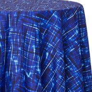 Ultimate Textile Check Blue 96-Inch Round Patterned Tablecloth