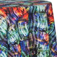 Ultimate Textile Check Abstract 96-Inch Round Patterned Tablecloth