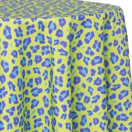 Ultimate Textile Cheetah Animal Green 102-Inch Round Patterned Tablecloth