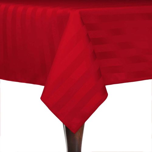  Ultimate Textile -2 Pack- Satin-Stripe 60 x 144-Inch Rectangular Tablecloth, Red