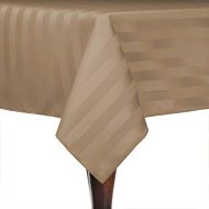 Ultimate Textile Satin-Stripe 60 x 144-Inch Rectangular Tablecloth Toast Dark Brown