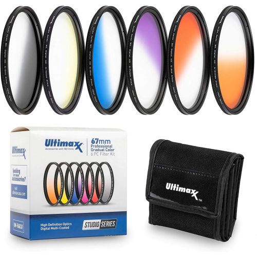  55MM Ultimaxx Six Piece Gradual Color Filter Kit (Orange, Yellow, Blue, Purple, Red, Grey) for Nikon D3300, D3400, D3500, D500, D5200, D5300, D5500, D5600 w/AF-P DX NIKKOR 18-55mm
