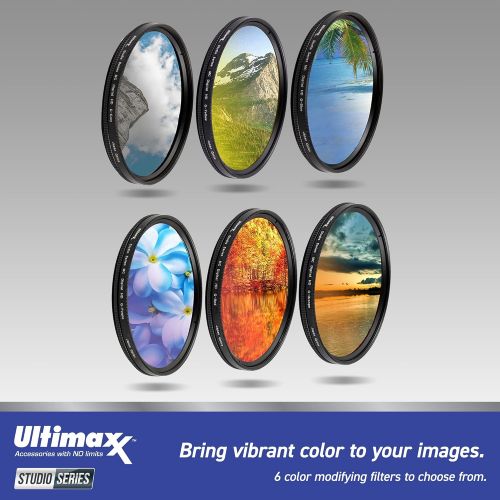  55MM Ultimaxx Six Piece Gradual Color Filter Kit (Orange, Yellow, Blue, Purple, Red, Grey) for Nikon D3300, D3400, D3500, D500, D5200, D5300, D5500, D5600 w/AF-P DX NIKKOR 18-55mm