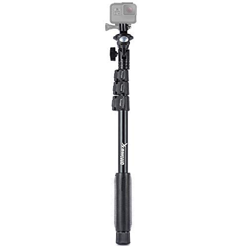  Ultimaxx 48″ Aluminum Monopod with GoPro Compatible Adapter, Cell Phone Holder and Carrying Bag - Telescopic Hiking Pole Camera Mount and Accessories