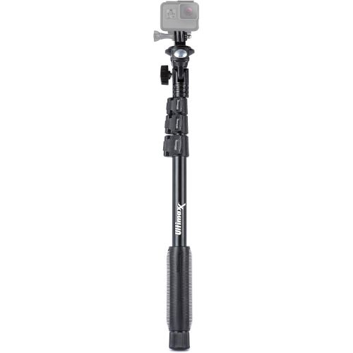  Ultimaxx 48″ Aluminum Monopod with GoPro Compatible Adapter, Cell Phone Holder and Carrying Bag - Telescopic Hiking Pole Camera Mount and Accessories