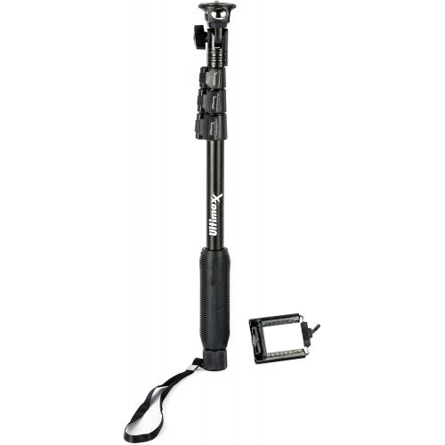  Ultimaxx 48″ Aluminum Monopod with GoPro Compatible Adapter, Cell Phone Holder and Carrying Bag - Telescopic Hiking Pole Camera Mount and Accessories