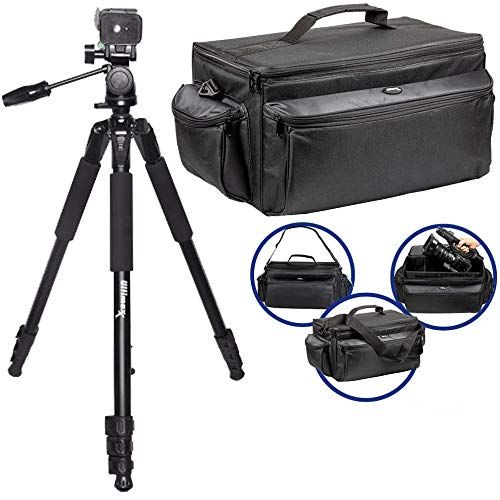  Ultimaxx Ultimax’s Extra Large, Water-Resistant Gadget Bag with 80” Tripod Compatible with Camcorders for Panasonic AG-AC160, AC30, AC90A, AC130A, AF100, HVX200, UX-90, UX-180, HC-X1000, HC