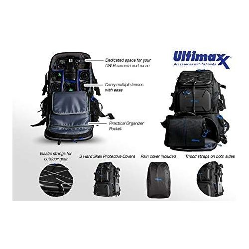  Ultimaxx Extra Large Camera DSLR/SLR Backpack for Nikon, Canon, Sony, Panasonic, Pentax, Olympus, and Fuji Cameras?an Outdoor Hiking/Travelling Backpack with 15.6 Laptop Compartmen