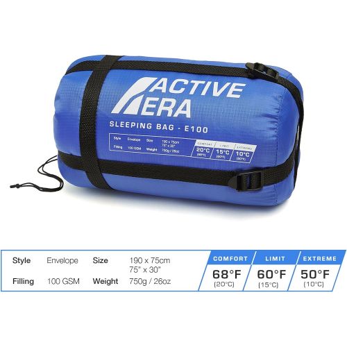  [아마존베스트]Active Era Ultra Lightweight Sleeping Bag - Perfect for Warm Weather, Sleepovers, Fishing, Outdoor Camping and Hiking in The Summer Months