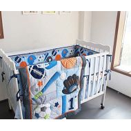 Ultra F.C.L 8 Pieces Baby Boy Sport Crib Bedding Set (Blue): (1)quilt,(4)bumper pads,(1) fitted sheet,(1) dust ruffle(skirt),(1) fleece blanket