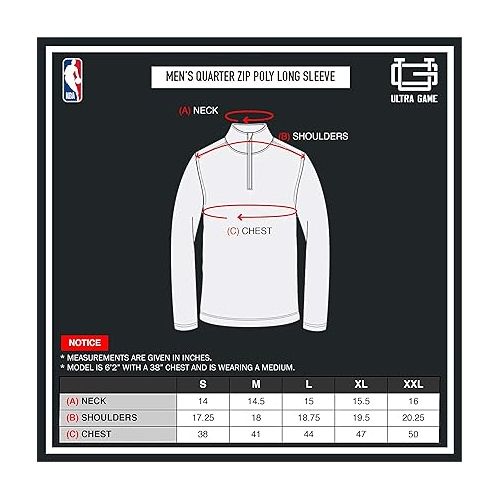  Ultra Game NBA Men's Super Soft Quarter Zip Long Sleeve T-Shirt