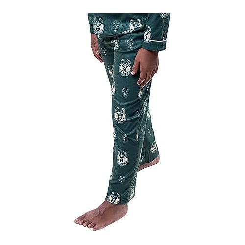  Ultra Game NBA Boys 2-Piece Loose-fit Button Down Pajamas Set (Sizes 4-20)