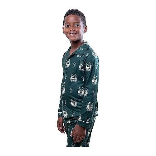  Ultra Game NBA Boys 2-Piece Loose-fit Button Down Pajamas Set (Sizes 4-20)