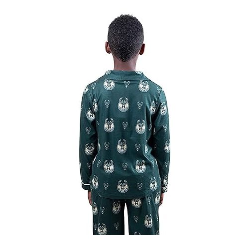  Ultra Game NBA Boys 2-Piece Loose-fit Button Down Pajamas Set (Sizes 4-20)