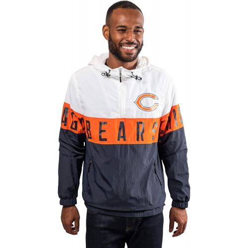  Ultra Game NFL Mens Quarter Zip Hoodie Windbreaker Jacket