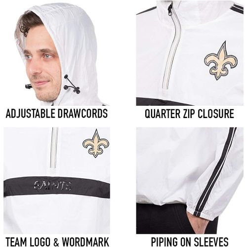  Ultra Game NFL Mens Quarter Zip Pullover Hoodie Packable Windbreaker Jacket