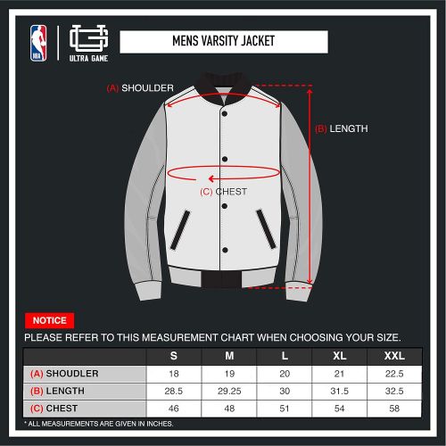  Ultra Game NBA Mens Full-Zip Classic Varsity Jacket