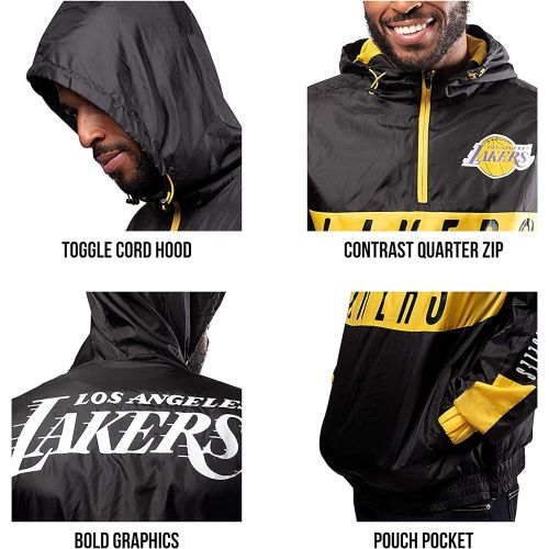  Ultra Game NBA Mens Quarter Zip Hoodie Windbreaker Jacket