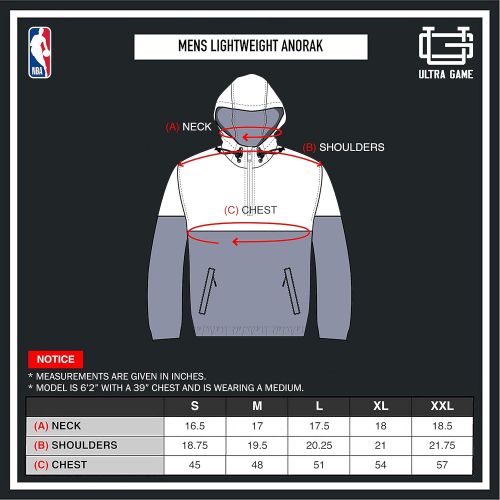  Ultra Game NBA Mens Quarter Zip Hoodie Windbreaker Jacket