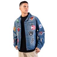 Ultra Game NBA Mens Distressed Multi-Team Denim Patch Jean Jacket