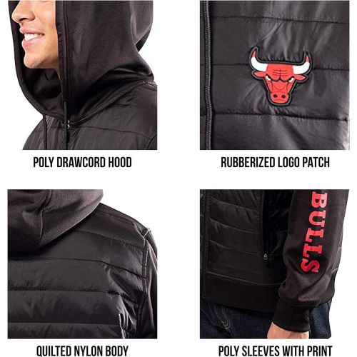  Ultra Game NBA Mens Full-Zip Soft Fleece Puffer Hoodie Jacket