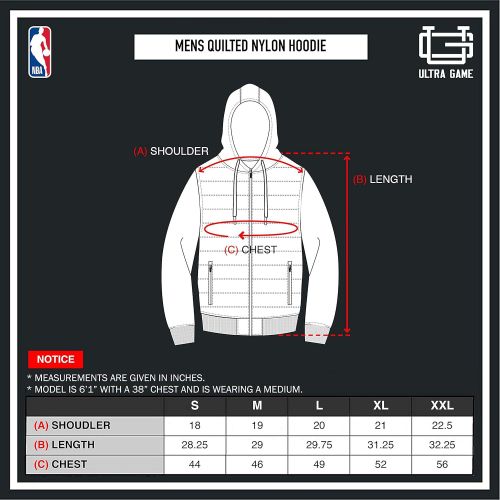  Ultra Game NBA Mens Full-Zip Soft Fleece Puffer Hoodie Jacket