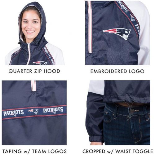  Ultra Game NFL Womens Quarter Zip Hoodie Windbreaker Play Action Jacket
