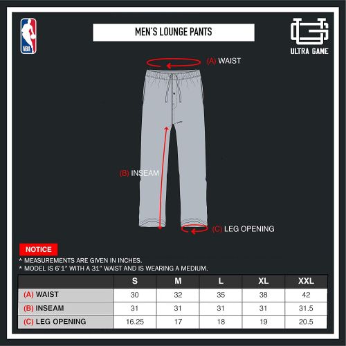  Ultra Game NBA Mens Sleepwear Super Soft Pajama Loungewear Pants