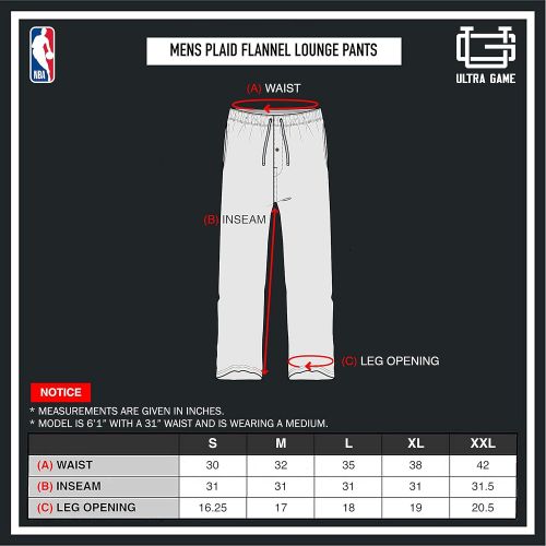  Ultra Game NBA Mens Sleepwear Super Soft Flannel Pajama Loungewear Pants