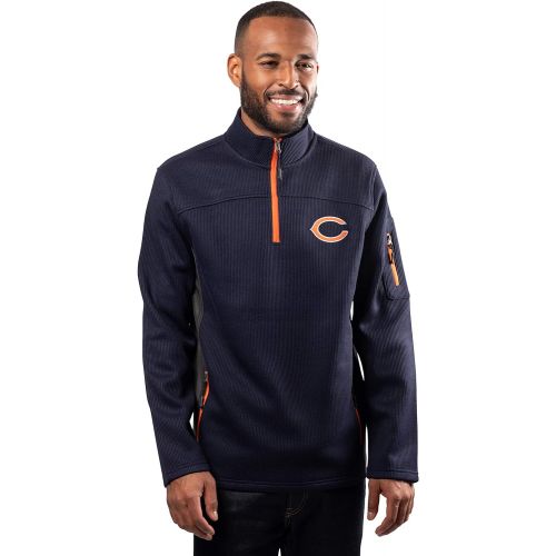  Ultra Game NFL Mens Quarter-Zip Fleece Pullover Sweatshirt with Zipper Pockets