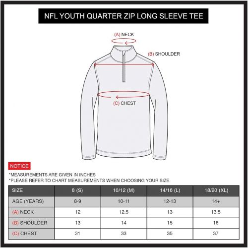  Ultra Game NFL Boy’s Quarter-Zip Active Pullover Shirt