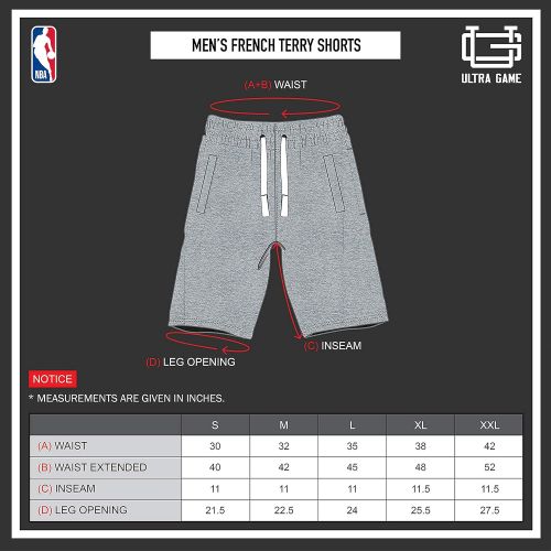  Ultra Game NBA Mens French Terry Shorts