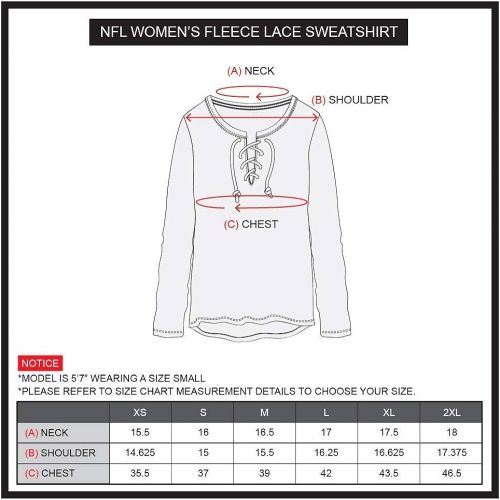  Ultra Game NFL Womens Fleece Long Sleeve Lace -Up Sweatshirt