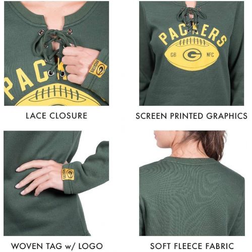  Ultra Game NFL Womens Fleece Long Sleeve Lace -Up Sweatshirt