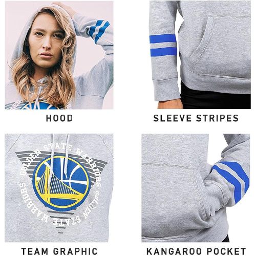  Ultra Game NBA Womens Soft Fleece Pullover Hoodie Sweatshirt with Varsity Stripe