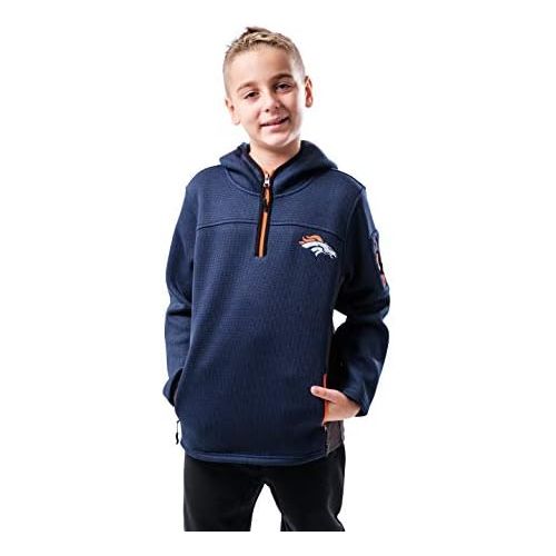  Ultra Game NFL Boys Extra Soft Fleece Quarter-Zip Pullover Hoodie Sweatshirt