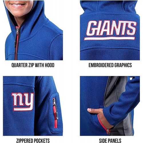  Ultra Game NFL Boys Extra Soft Fleece Quarter-Zip Pullover Hoodie Sweatshirt