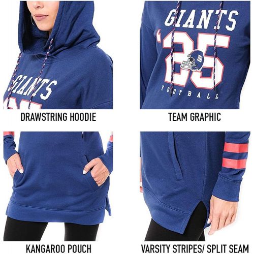  Icer Brands Ultra Game NFL Womens Tunic Hoodie Pullover Sweatshirt Terry