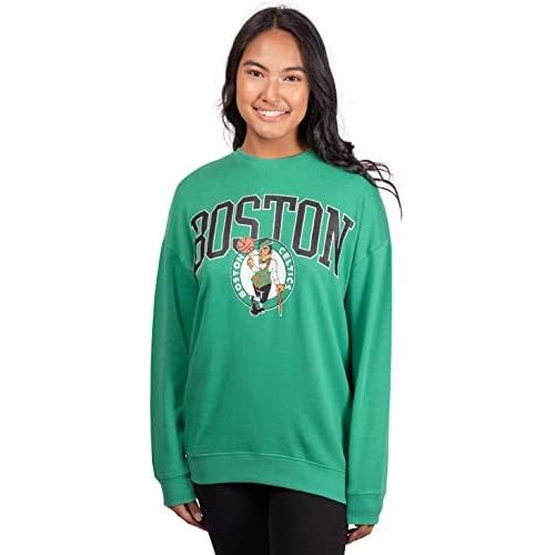  Ultra Game NBA Womens Extra Soft Fleece Distressed Oversized Pullover Sweatshirt