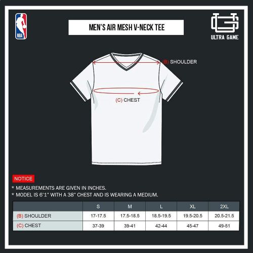 Ultra Game NBA Mens Jersey V-Neck Mesh Short Sleeve Tee Shirt