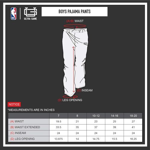  Ultra Game NBA Boys 2 Piece Pajama Lounge Pants & Tee Shirt Set