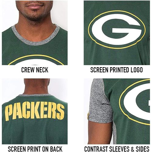  Ultra Game NFL Mens T-Shirt Raglan Block Short Sleeve Tee Shirt